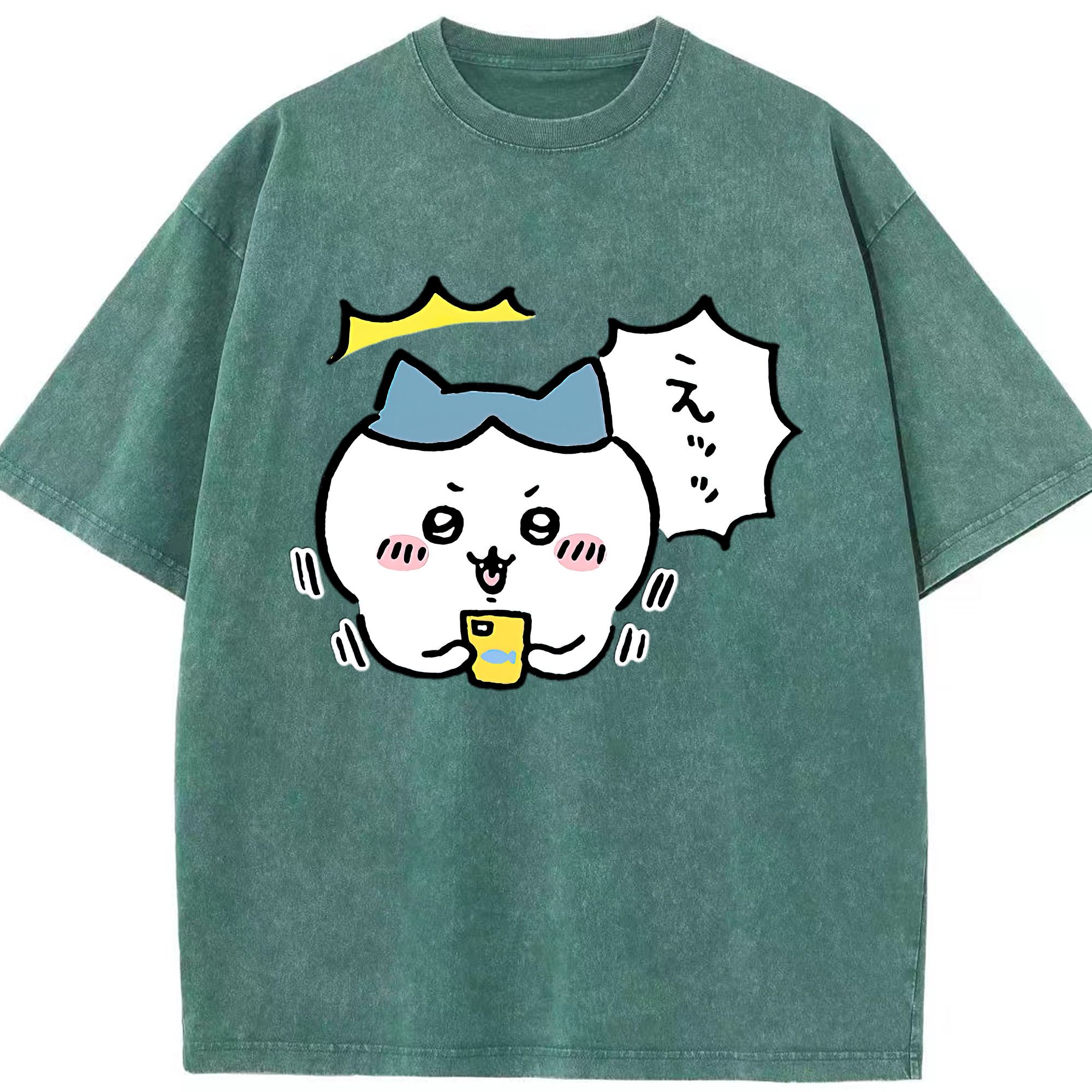 （画像用） ちいかわ ハチワレ Chii-kawa hachiware 綿100% ヴィンテージ風 半袖Tシャツ（フロントプリント）